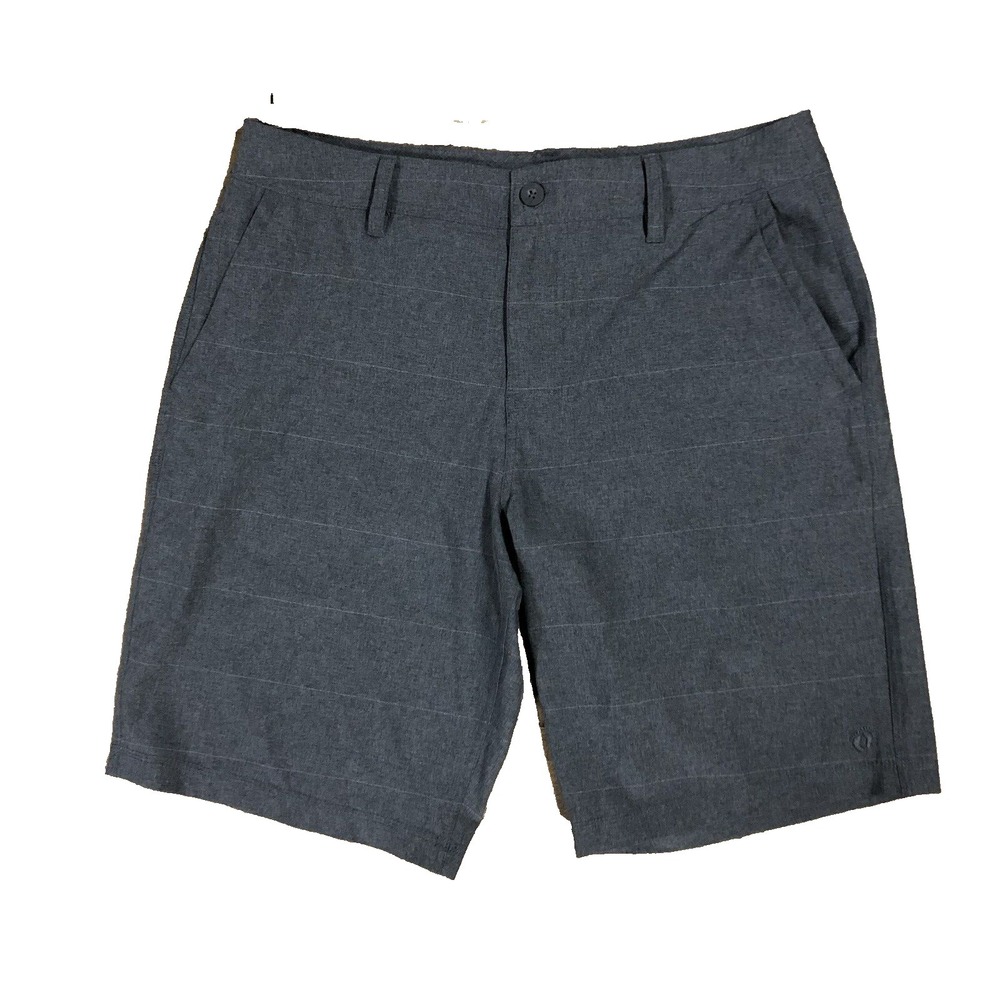 Hang Ten Mens Gray Hybrid Grey  Stretch Shorts with Drawstring Size 34 casual